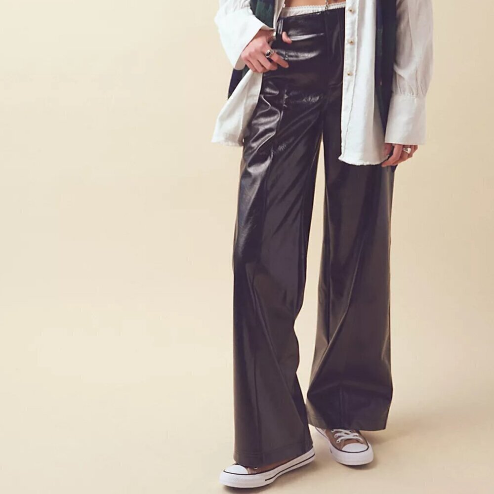 NWOT Free People Star-Crossed Lovers Vegan Straight-Leg Pants